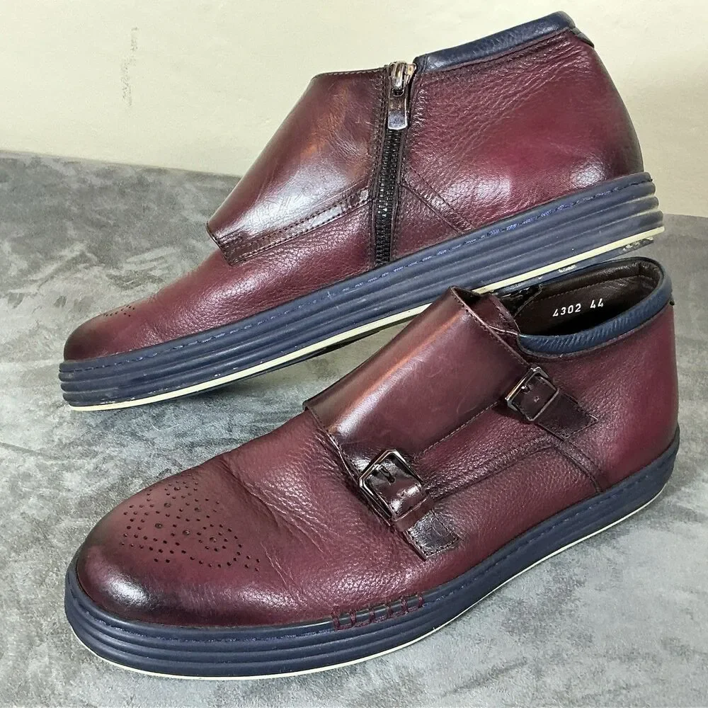 Corrente Pelle Double Monkstrap Sneaker Dress Shoes Men’s 44 11 M Medallion Toe